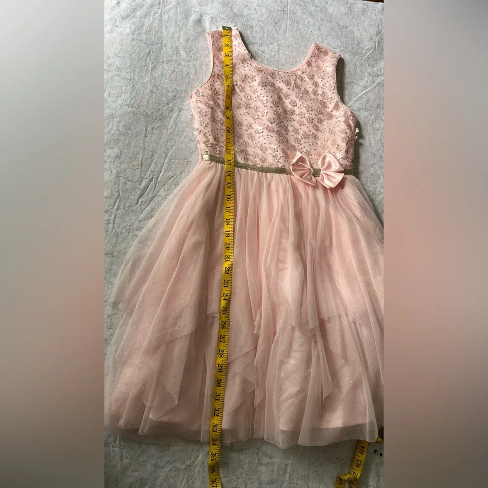 Jona Michelle, baby Pink‎ Sparkle Dress with Bow, sleeveless floral design